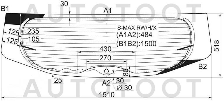 Стекло заднее (крышка багажника) с обогревом -  для FORD S-MAX