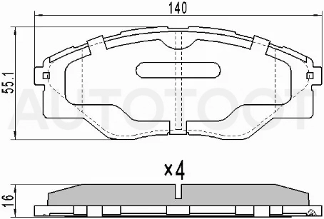 Колодки тормозные (Спереди) Toyota Hilux Pick Up 04-20 / Hilux Surf 05-09