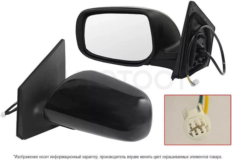 Зеркало Toyota Corolla (E150) 06-10 (Слева/ Регулировка/ 3 контакта)