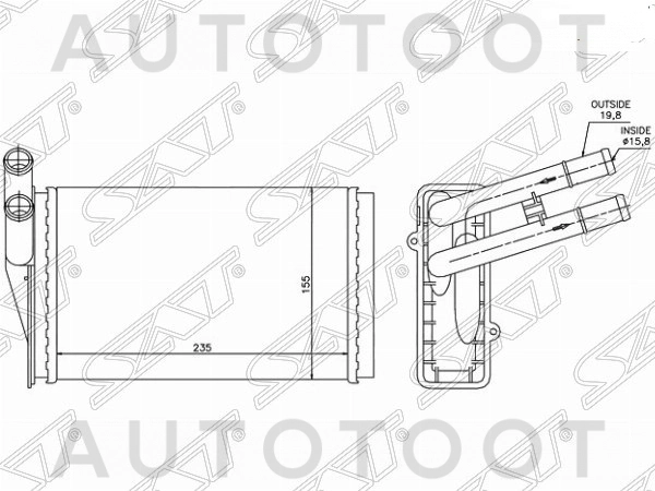 Радиатор отопителя салона -STAU223950 Sat для AUDI 80