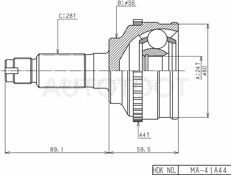 Шрус (Спереди/ Наруж) Ford Escape 00-06 / Maverick 00-07 / Mazda Tribute 00-07