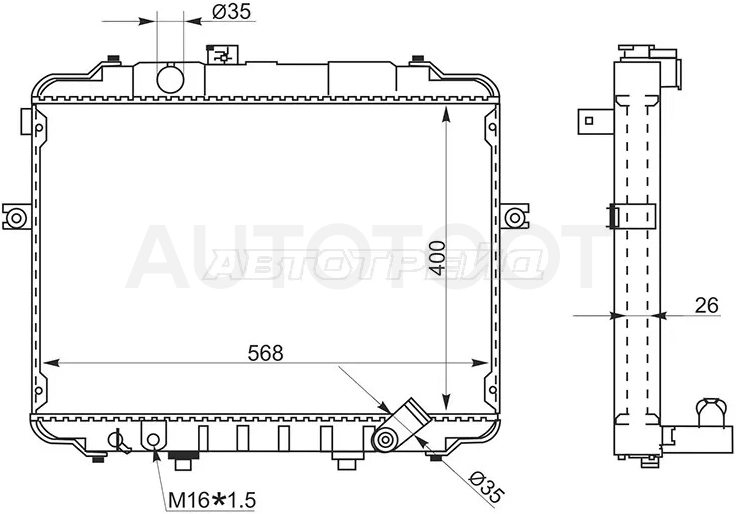 Радиатор Hyundai H100 93-03 / Porter 98-10 - Артикул HY0011 - Производитель Sat - Фото, Отзывы, Цены