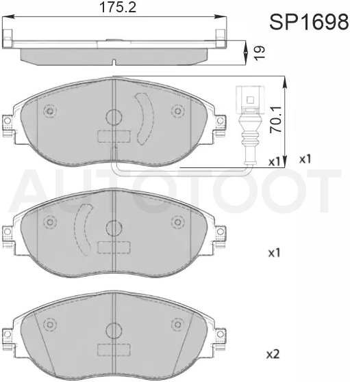 Колодки тормозные (Спереди) Audi A3 12-19 / Q3 18- / Skoda Kodiaq 16-22 / Octavia 12-20 / Volkswagen Golf 12-19 / Passat 80- / Tiguan 16- / Audi S3 13-16 / SEAT Alhambra 10-15 / Leon 12-15 / Skoda Superb 08-19 / Volkswagen Passat CC 08-16 / Sharan 10-15