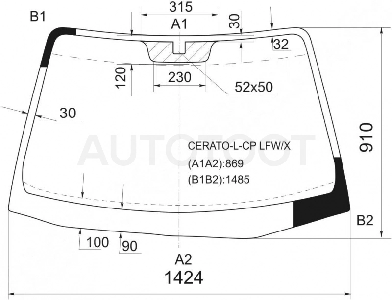 Стекло лобовое в клей -  для KIA CERATO