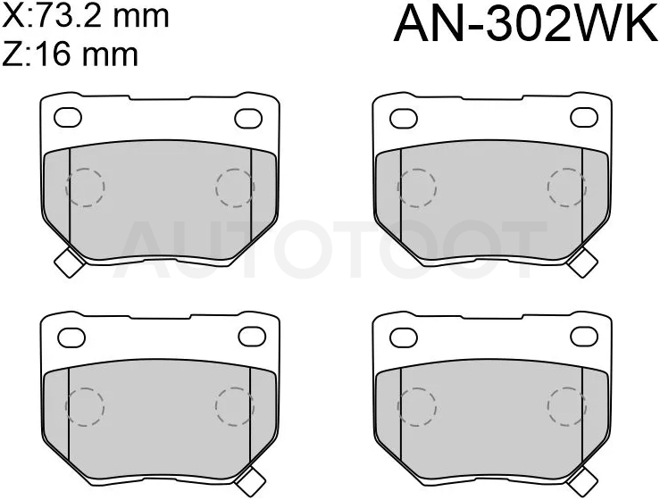 Колодки тормозные (Сзади) Subaru Impreza 00-07 / Nissan 300ZX 89-00 / Fairlady Z 89-00 / Skyline 89-01