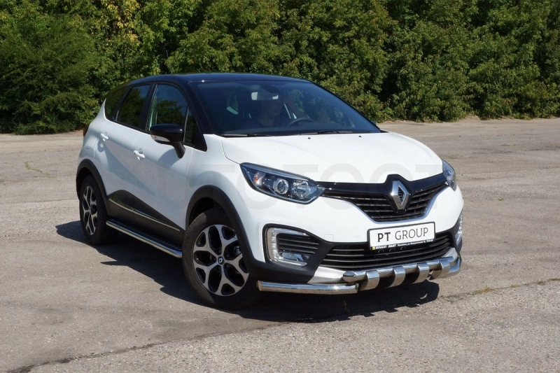 RENAULT Kaptur 2016-  Защита порогов с алюм. площадкой Ø51мм (НПС) - Артикул RKA220302 - Производитель PT Group - Фото, Отзывы, Цены