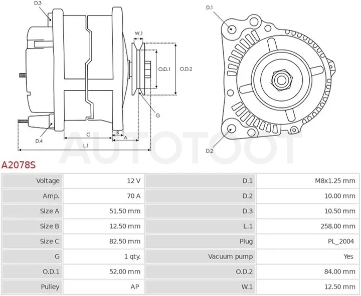 Генератор MAZDA BONGO 1.8/2.2D 99-08 F8/R2 - Артикул A2078S - Производитель AS-PL - Фото, Отзывы, Цены