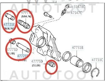 Направляющая заднего суппорта (комплект) -ST630055 Sat для TOYOTA COROLLA, TOYOTA WILL VS, TOYOTA RAV4, TOYOTA VITZ, TOYOTA YARIS, TOYOTA CELICA