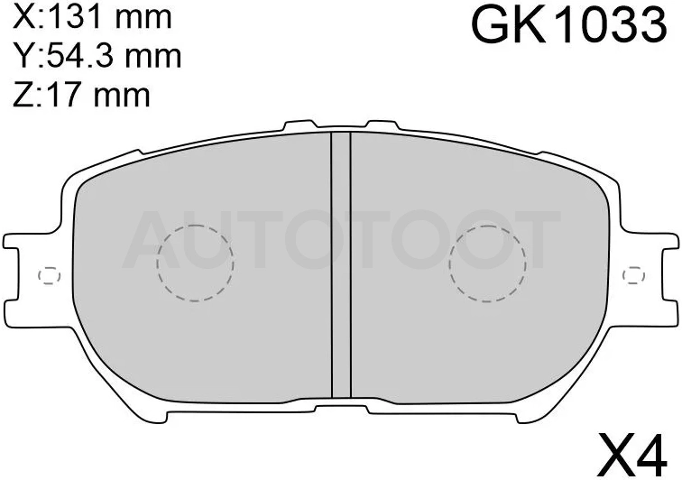 Колодки тормозные (Спереди) Toyota Camry (XV30) 01-06 / Crown 03-08 / Wish 03-09 / Daihatsu Altis 00-05 / Lexus ES 01-06 / Toyota Camry 01-06 / Camry UAE/USA 01-06 / Isis 04-17 / Mark X 04-09