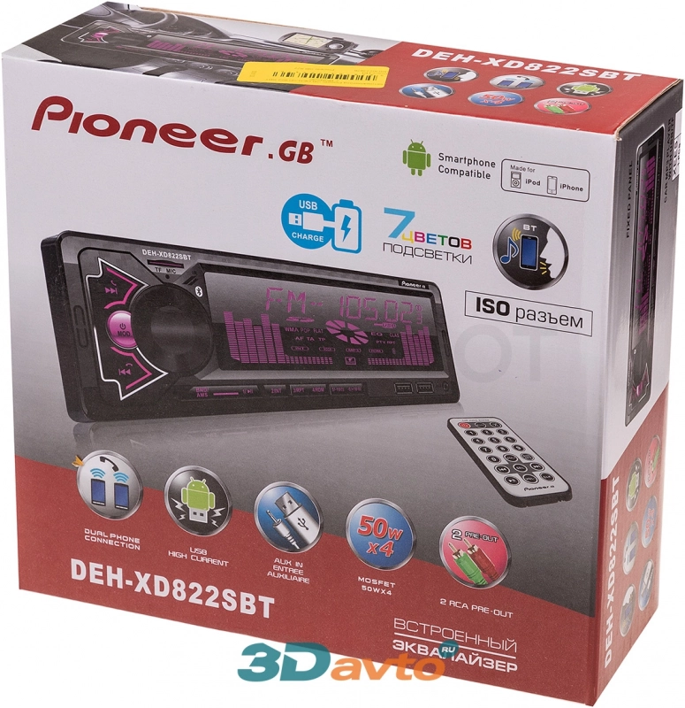 Pioneer Автомагнитола Pioneer.GB DEN-XD 822 SBT с Bluetooth - Артикул PIONEERGB822 - Производитель TechWit - Фото, Отзывы, Цены