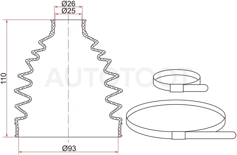 Пыльник шруса наружный FR NISSAN ALMERA N16 (2 хомута. резина)