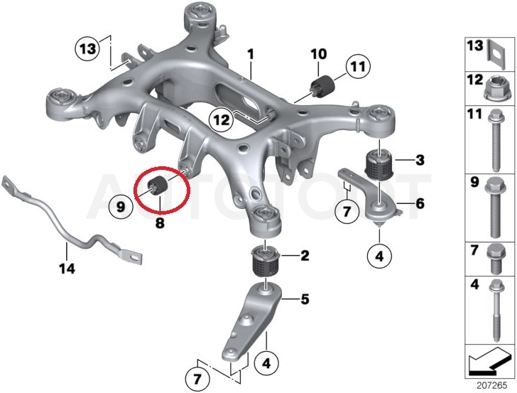 Сайлентблок задней балки передний -33316792873 BMW для BMW 5SERIES, BMW 7SERIES