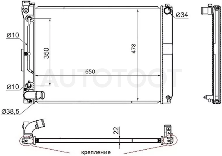 Радиатор Lexus RX 03-09 / Toyota Harrier (XU30) 03-13 - Артикул TY0003MCU301 - Производитель Sat - Фото, Отзывы, Цены