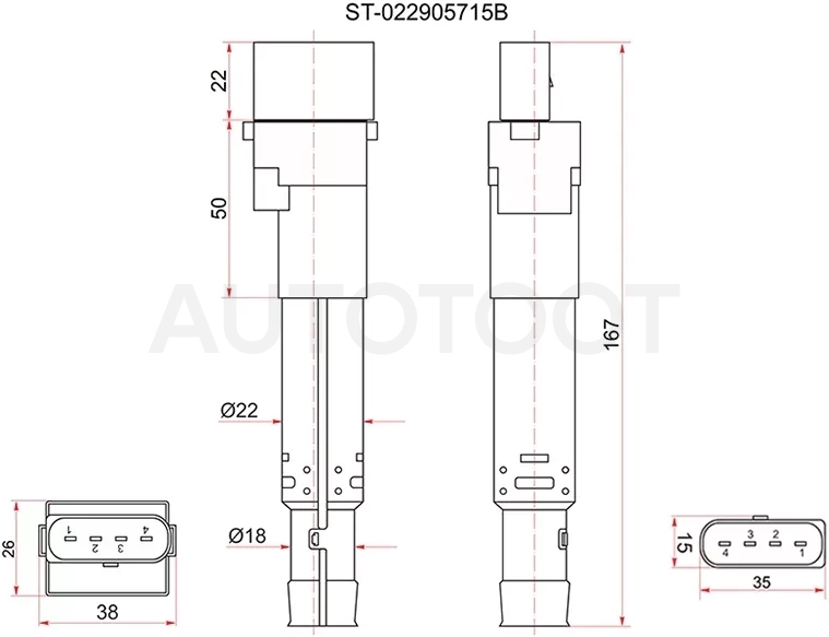 Катушка зажигания VAG A3/Q7/TT/SUPEB II/GOLF V/PASSAT VI/VII/TOUAREG/CAYENNE