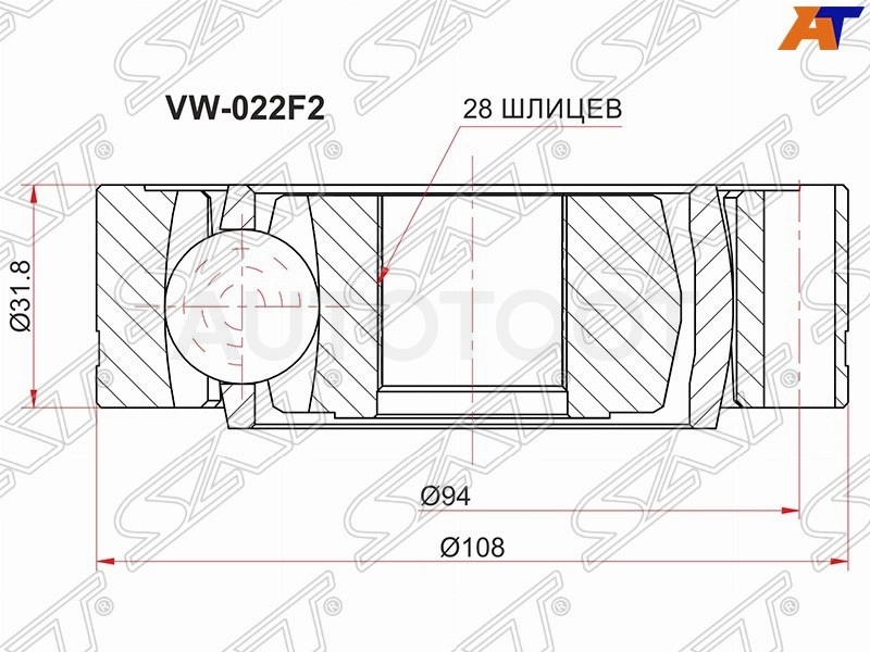 Шрус внутренний 28 шлицев -PCV3024 Patron для VOLKSWAGEN TRANSPORTER