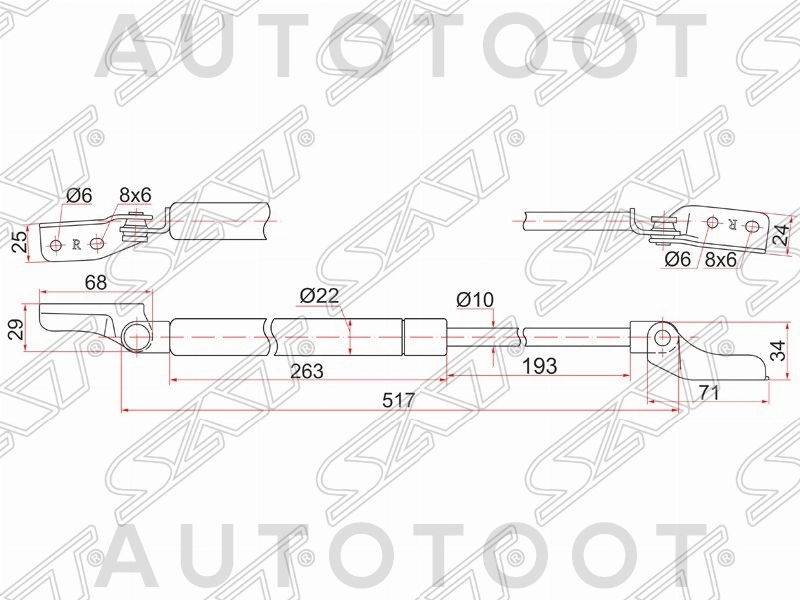 Амортизатор крышки багажника правый -STC10062620D Sat для MAZDA 5 (PREMACY)