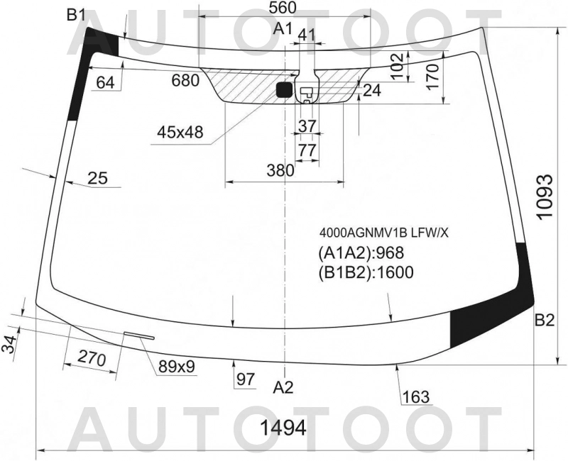 Стекло лобовое в клей -  для HONDA CR-V