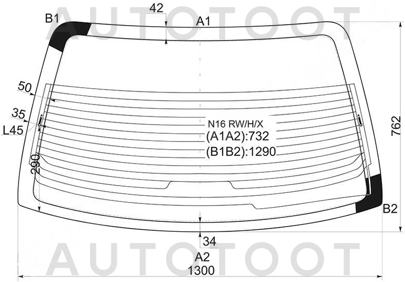 Стекло заднее с обогревом -  для NISSAN ALMERA, NISSAN BLUEBIRD SYLPHY, NISSAN ALMERA CLASSIC