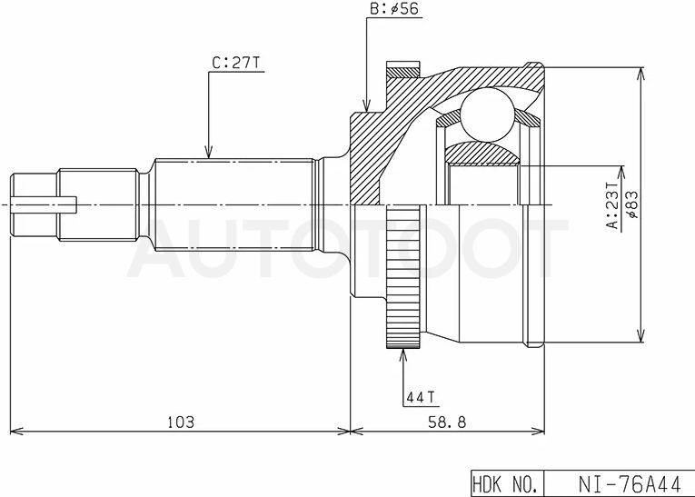 Шрус (Спереди/ Наруж) Nissan Primera 95-08 / Serena 99-05 / Avenir 98-05 / Bassara 99-03