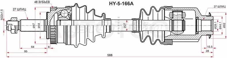 Привод в сборе HYUNDAI TUCSON/IX35 10-/KIA SPORTAGE 10-14 правый