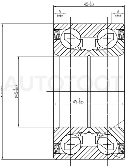 Подшипник передней ступицы TOYOTA HIGHLANDER GSU 40 07-/LEXUS RX270/350/450H 08