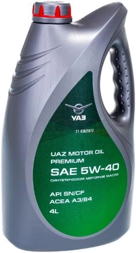 Масло моторное синтетическое UAZ 5W-40 SN/CF A3/B4 4л - Артикул 000101004054002 - Производитель UAZ - Фото, Отзывы, Цены