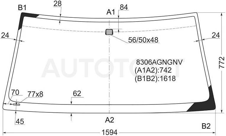 Стекло лобовое Toyota Land Cruiser (J100) 98-07 / Lexus LX 98-07