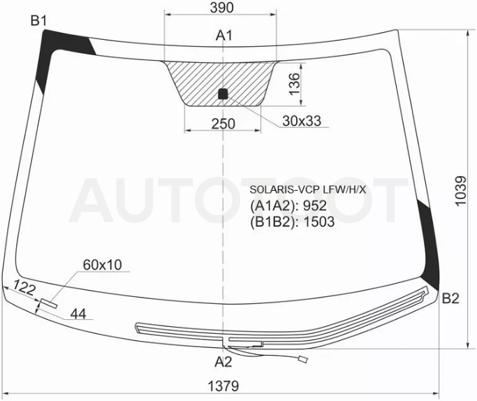 Стекло лобовое (Обогрев щеток) Hyundai Solaris 10-17 / Kia Rio 11-17 - Артикул SOLARISVCPLFWHX - Производитель Xyg - Фото, Отзывы, Цены