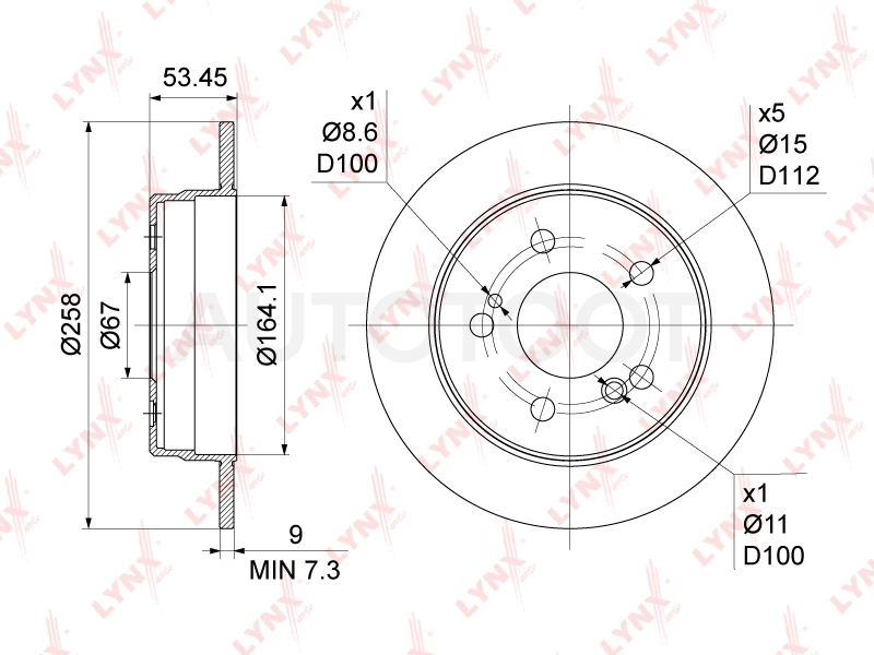 Диск тормозной задний D258/9mm -STA2024230012 Sat для MERCEDES C-CLASS