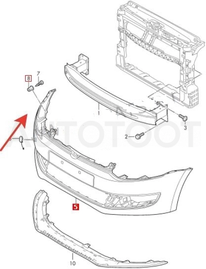 Клипса бампера N90833801 -BE1959 Zekkert для VOLKSWAGEN POLO