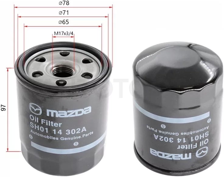 Фильтр масляный MAZDA 2 (DL)/3 (BM)/3 (BP)/6 (GJ/GL)/CX-3 (DK)/CX-30 (DM)/CX-5 (KE)/CX-5/CX-7 (DIESEL)