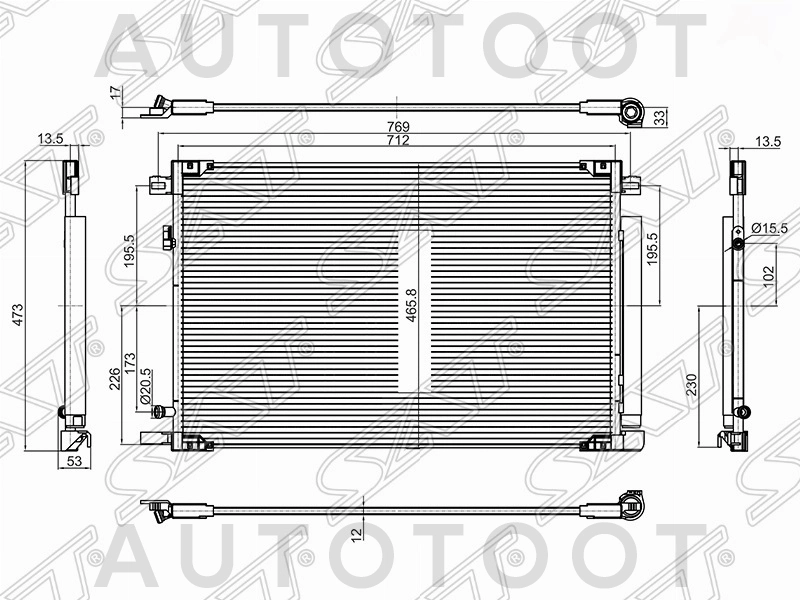 Радиатор кондиционера  2.5 / 3.5 -STTYL73940 Sat для TOYOTA CAMRY, TOYOTA RAV4