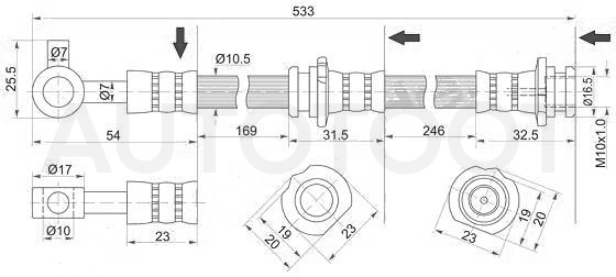 Шланг тормозной передний левый -BH5822 Masuma для NISSAN TEANA