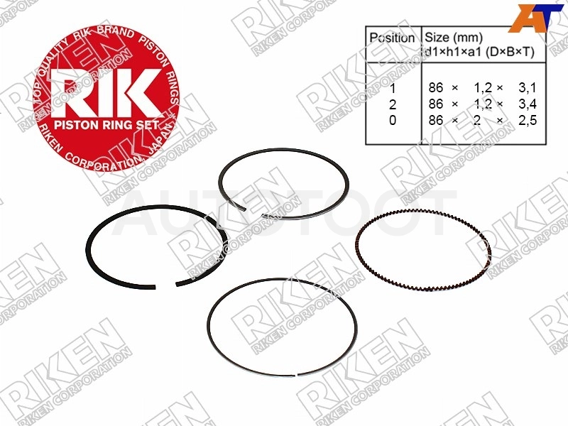Кольца поршневые (к-т на 1 поршень) STD HONDA ACCORD CL/CM K20A 02-07
