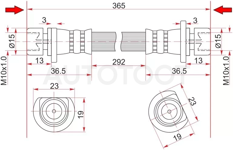 Шланг тормозной задний (Таиланд) HONDA CITY/FIT/JAZZ 01-/AIRWAVE/PARTNER 05- LH