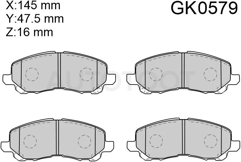 Колодки тормозные (Спереди) Mitsubishi ASX 10- / Delica 94-07 / L200 96-14 / Lancer 02-17 / Citroen C4 Aircross 12-16 / C-Crosser 07-12 / Dodge Caliber 06-12 / Mitsubishi Airtrek 01-05 / Challenger 96-01 / Chariot 91-97 / Chariot Grandis 97-03 / Peugeot 4