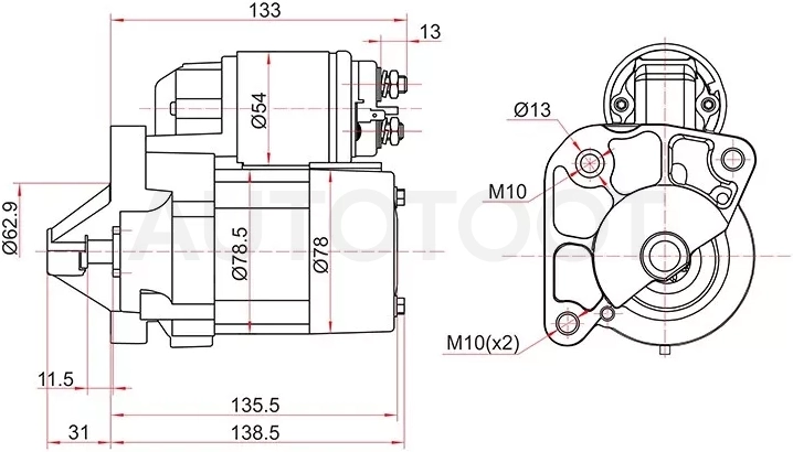Стартер Renault Duster 10-15 / Kangoo 97-13 (1 kW/ Z=8) - Артикул ST6001547289N - Производитель Sat - Фото, Отзывы, Цены