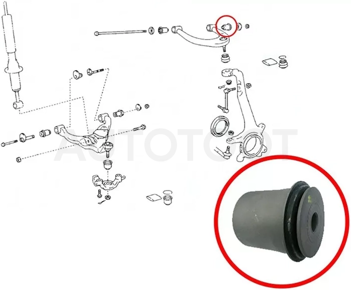Сайлентблок рычага Toyota Land Cruiser (J100) 98-07 / Lexus LX 98-07