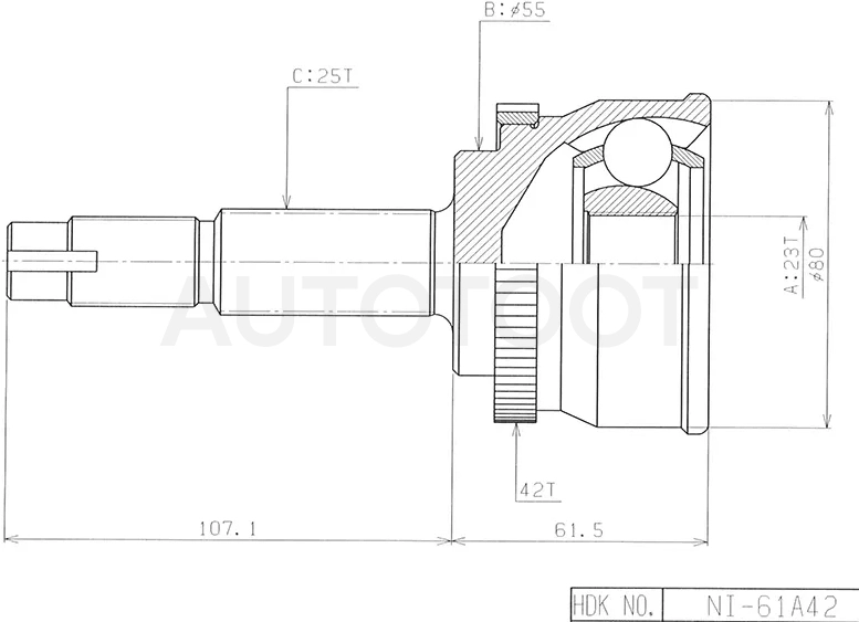 Шрус (Спереди/ Наруж) Nissan AD 90-99 / Almera 95-00 / Sunny 98-02 / Wingroad 96-99