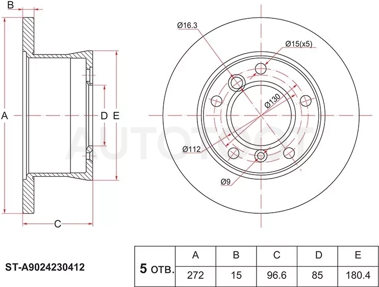 Диск тормозной (Зад) Mercedes-Benz Sprinter 95-00 / Sprinter classic RUS 13-18 / G-Class 94-18 / Volkswagen LT 96-07