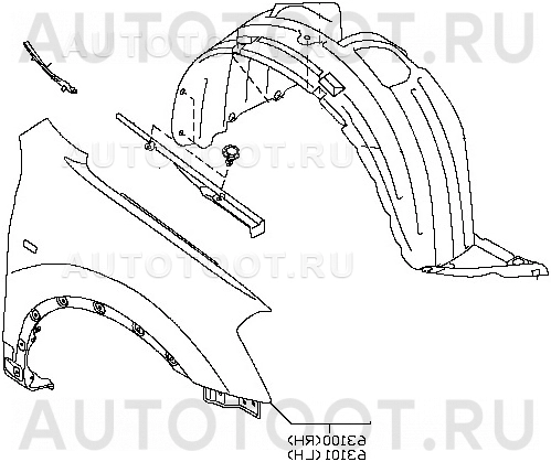 Крыло переднее правое -01537012 Oran для NISSAN QASHQAI