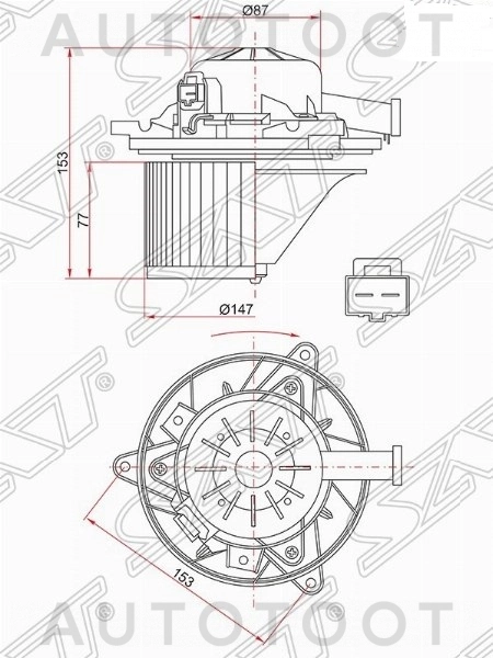 Мотор отопителя салона 1.4/1.6/1.8/2.0 -MZZ0196CD Krauf для CHEVROLET CRUZE, OPEL INSIGNIA