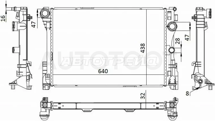Радиатор Mercedes-Benz C-Class 07-15 / E-Class 09-17 / CLS-Class 10-14