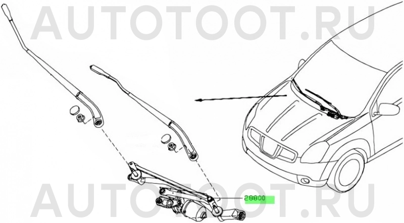 Мотор трапеции стеклоочистителя -DDZ0104GS Krauf для NISSAN QASHQAI