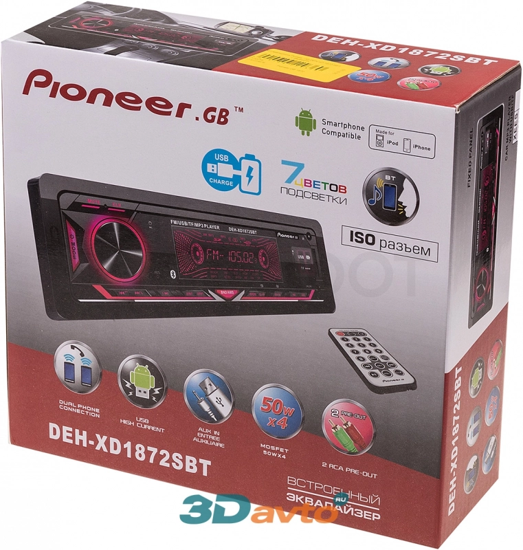 Pioneer Автомагнитола Pioneer.GB DEH-XD 1872 SBT с Bluetooth - Артикул PIONEERGB1872 - Производитель TechWit - Фото, Отзывы, Цены