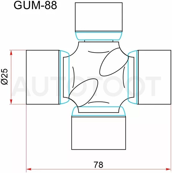 Крестовина карданного вала MITSUBISHI DELICA 94-06/L300 86-08 - Артикул GUM88 - Производитель Gmb - Фото, Отзывы, Цены