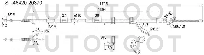 Трос ручника правый 4WD -ST4642020370 Sat для TOYOTA CALDINA, TOYOTA CARINA, TOYOTA CORONA, TOYOTA CARINA E, TOYOTA CORONA PREMIO