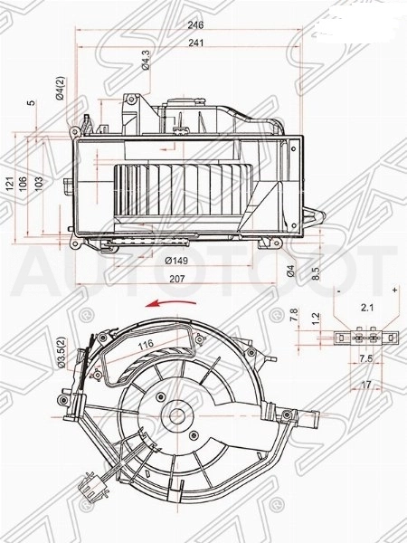Мотор отопителя салона -ST4F0820020A Sat для AUDI A6