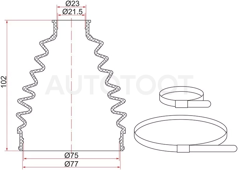 Пыльник шрус наружный MAZDA 3/AXELA BL/BK 03-13/KIA CEED 06-12 (2 хомута. резина)