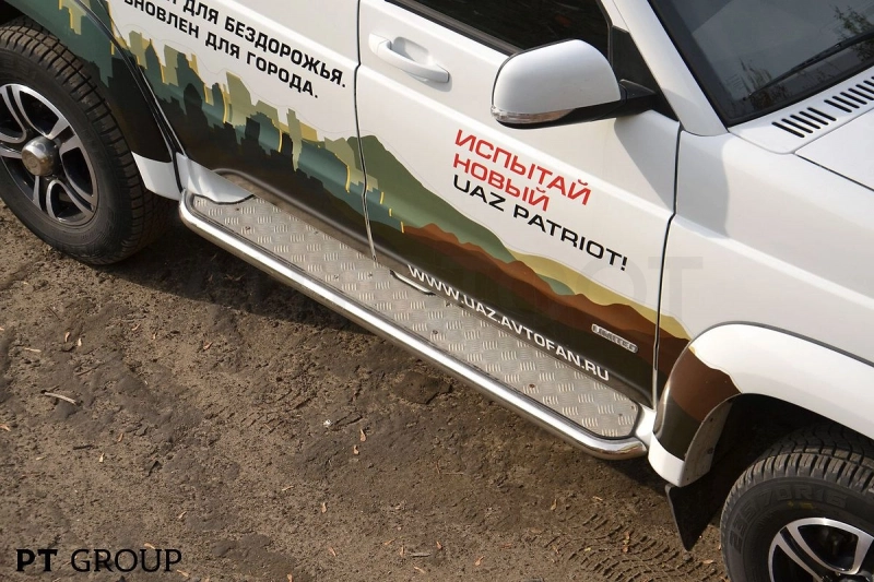 UAZ Patriot 2014- Защита порогов с алюм. площадкой Ø51мм (НПС) - Артикул 05020201 - Производитель PT Group - Фото, Отзывы, Цены